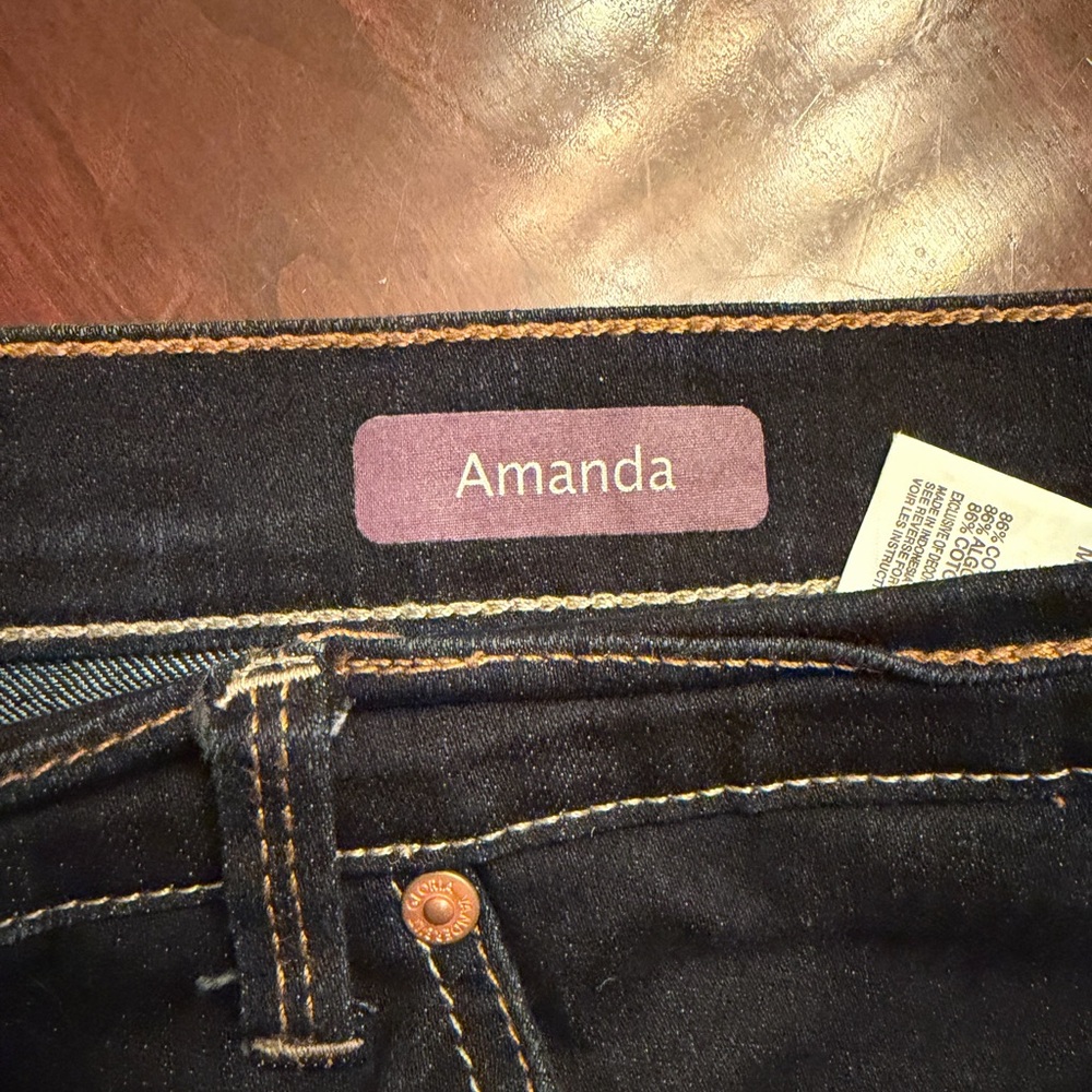 Gloria Vanderbilt Amanda Stretch Jeans Straight Leg High Rise Dark Wash Sz 18 - Picture 3 of 5